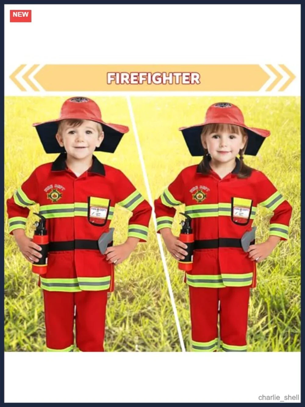 Kids Firefighter Costume Set 8pc Fireman Outfit Pretend Play Dress Up